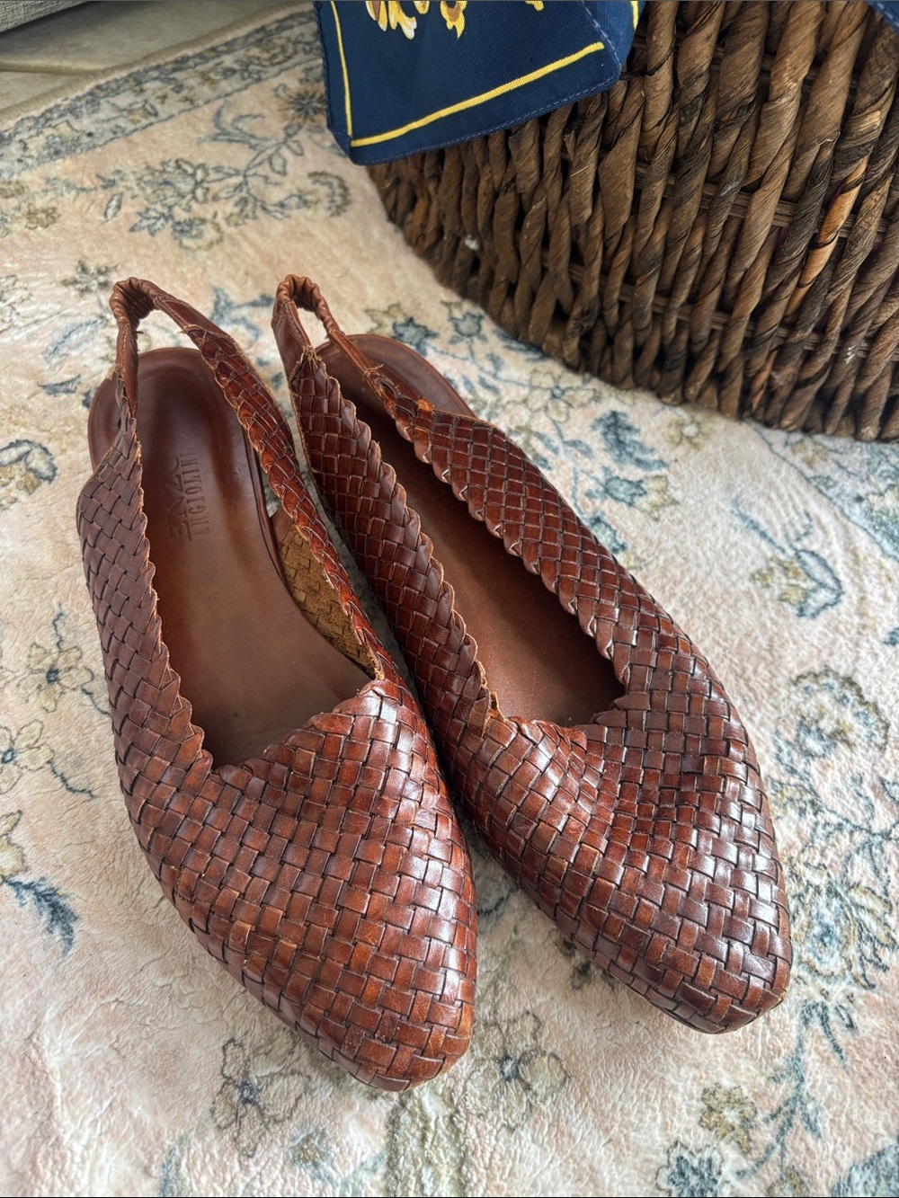 Brown Woven Leather Slingback Flats - Women ENZO ANGIOLINI